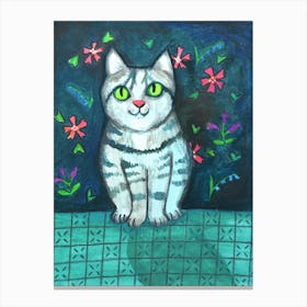 Grey Cyperse Tabby Cat Canvas Print