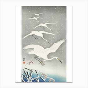 Descending Egrets In Snow (1925 1936), Ohara Koson Canvas Print