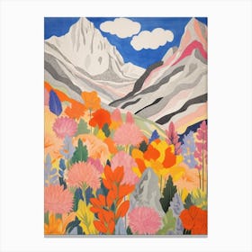 Alpamayo Peru 1 Colourful Mountain Illustration Canvas Print
