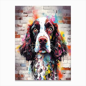 Aesthetic English Springer Spaniel Dog Puppy Brick Wall Graffiti Artwork 1 Canvas Print