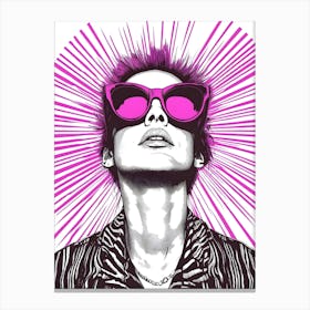 Sexy Girl In Pink Sunglasses Canvas Print