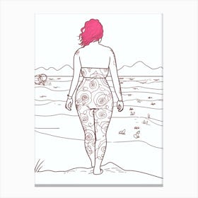 Body Positivity Line Drawing Pink Hair  1 Canvas Print
