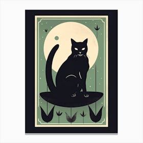 The Moon, Black Cat Tarot Card 2 Canvas Print