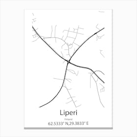 Liperi,Finland Minimalist Map Canvas Print