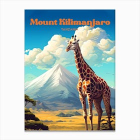 Mount Kilimanjaro Tanzania Wildlife Travel Art Illustration Canvas Print