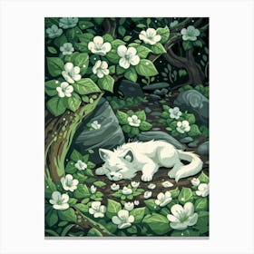 White Cat In The Forest Canvas Print