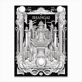 Sanghai, China, Tarot Card Travel  Line Art 4 Canvas Print