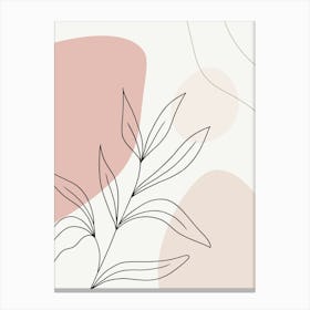 Abstract Flower Botanical Pink Boho Line  Canvas Print