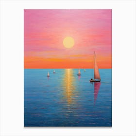 Sailboats At Sunset 14 Canvas Print