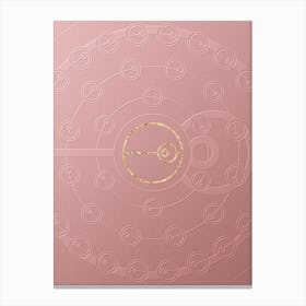 Geometric Gold Glyph on Circle Array in Pink Embossed Paper n.0102 Canvas Print