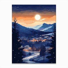 Winter Travel Night Illustration Boulder Colorado 3 Canvas Print