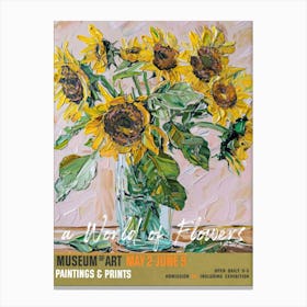 A World Of Flowers, Van Gogh Exhibition Sunflowers 7 Canvas Print