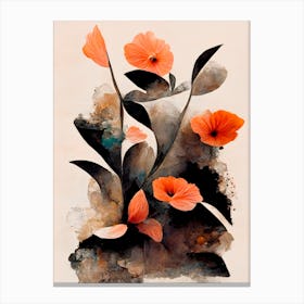 Coral Flowers Canvas Print