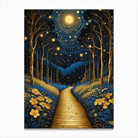 Starry Night Forest By Klimt Style (2) Canvas Print