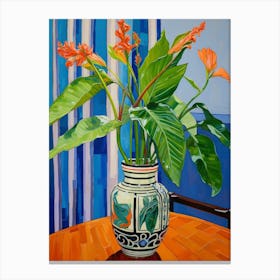 Flowers In A Vase Still Life Painting Bird Of Paradise 2 Canvas Print