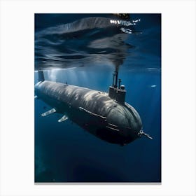 Submarine In The Ocean-Reimagined 35 Canvas Print