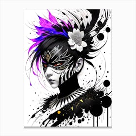 Girl In Black And Purple Canvas Print