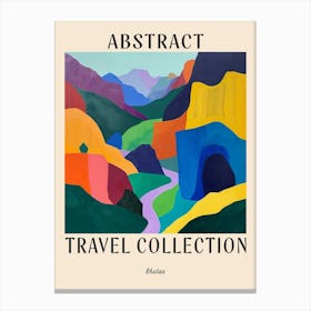 Abstract Travel Collection Poster Bhutan 1 Canvas Print