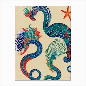 Seahorse Vintage Graphic Watercolour Canvas Print
