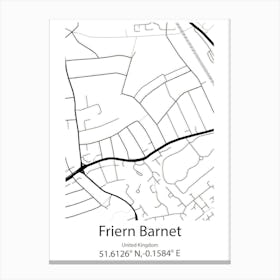 Friern Barnet,United Kingdom Minimalist Map Leinwandbild