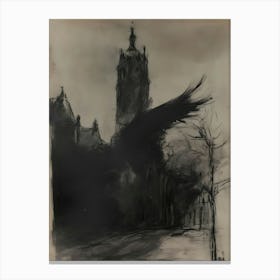 Dark Gothic Bird In Flight Canvas Print