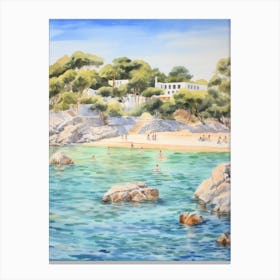 Swimming In Skiathos Greece Watercolour Canvas Print
