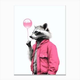 Raccoon With Pink Balloon 4 Canvas Print