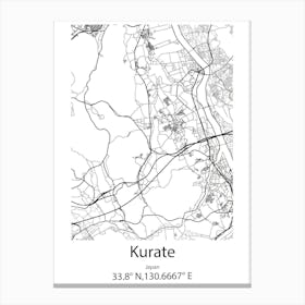 Kurate,Japan Minimalist Map Canvas Print