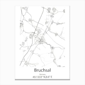 Bruchsal,Germany Minimalist Map Canvas Print