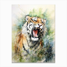 Tiger Illustration Painting Watercolour 4 Canvas Print