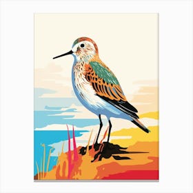 Colourful Geometric Bird Dunlin 4 Canvas Print