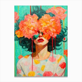 Dreamy Woman Floral Art Canvas Print