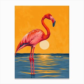 Greater Flamingo Celestun Yucatan Mexico Tropical Illustration 11 Canvas Print