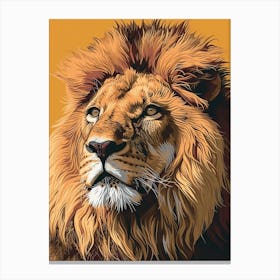 African Lion Portrait Close Up Illustration 2 Canvas Print