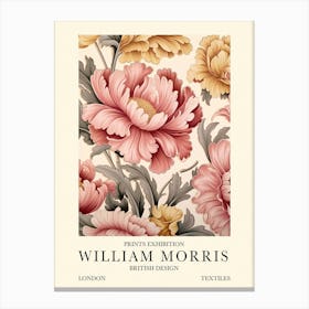 William Morris London Exhibition Poster Pink Flowers Canvas Print