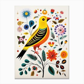 Scandinavian Bird Illustration Yellowhammer 1 Canvas Print