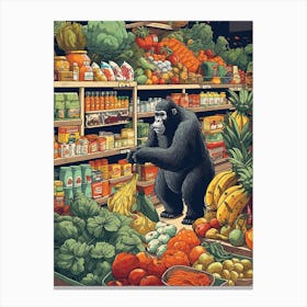 Grocery Shopping Gorilla Art 2 Canvas Print