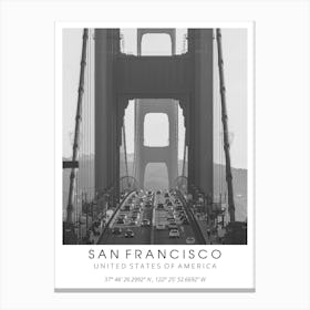 San Francisco Black And White Coordinates Canvas Print