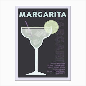 Grey Margarita Cocktail Canvas Print