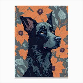 Floral Dog Portrait Boho Minimalism (18) Canvas Print