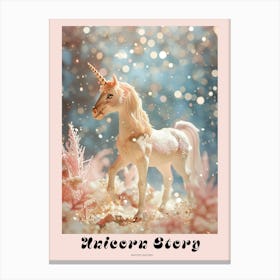 Toy Glitter Unicorn Winter Scene Poster Canvas Print