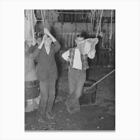 Untitled Photo, Possibly Related To Turkey Pickers Waiting For Work To Start, Cooperative Poutry Plant, Brownwood Canvas Print