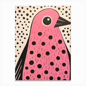 Pink Polka Dot Crow 2 Canvas Print