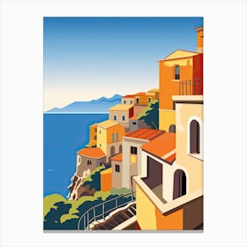 Amalfi Coast, Italy, Bold Outlines 3 Canvas Print