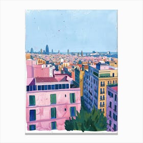 Travel Poster Happy Places Barcelona 3 Canvas Print