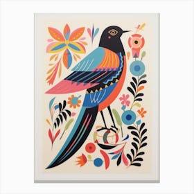 Colourful Scandi Bird Chimney Swift 1 Canvas Print