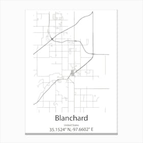 Blanchard,United States Minimalist Map Canvas Print