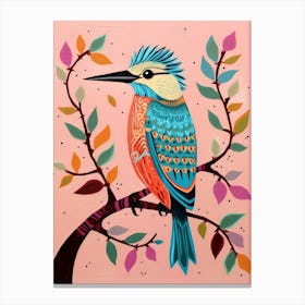 Pink Scandi Kingfisher 1 Canvas Print