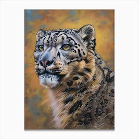 Snow Leopard Pastel Watercolour 3 Canvas Print