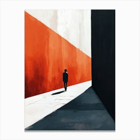 Man Walking Down The Street, Minimalism Canvas Print